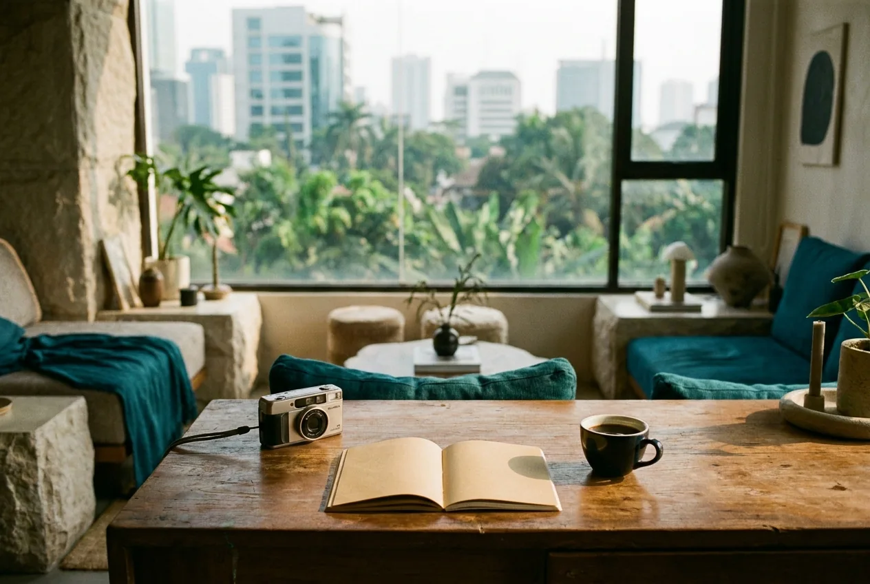 AI-generated editorial workspace representing MCN Indonesia's independent creator economy coverage